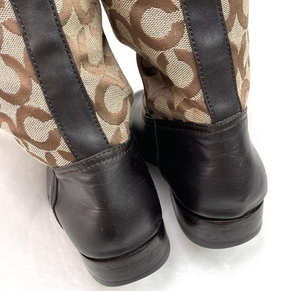 Coach Chrissi Monogram beige brown riding boots - Picture 4 of 9